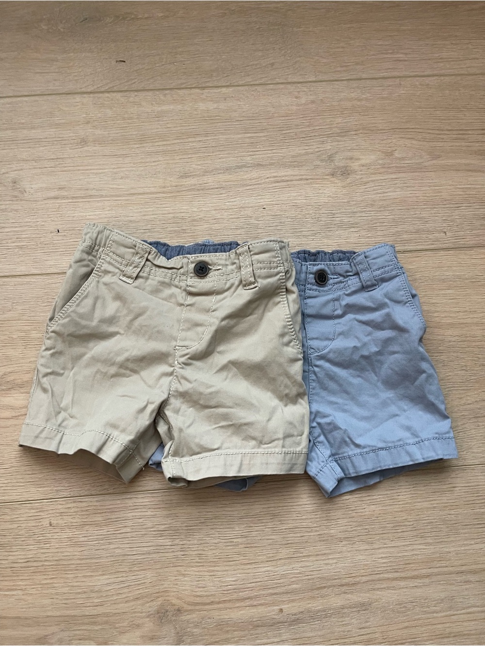 OshKosh B'gosh Beige and Light Blue Cotton Shorts Duo
